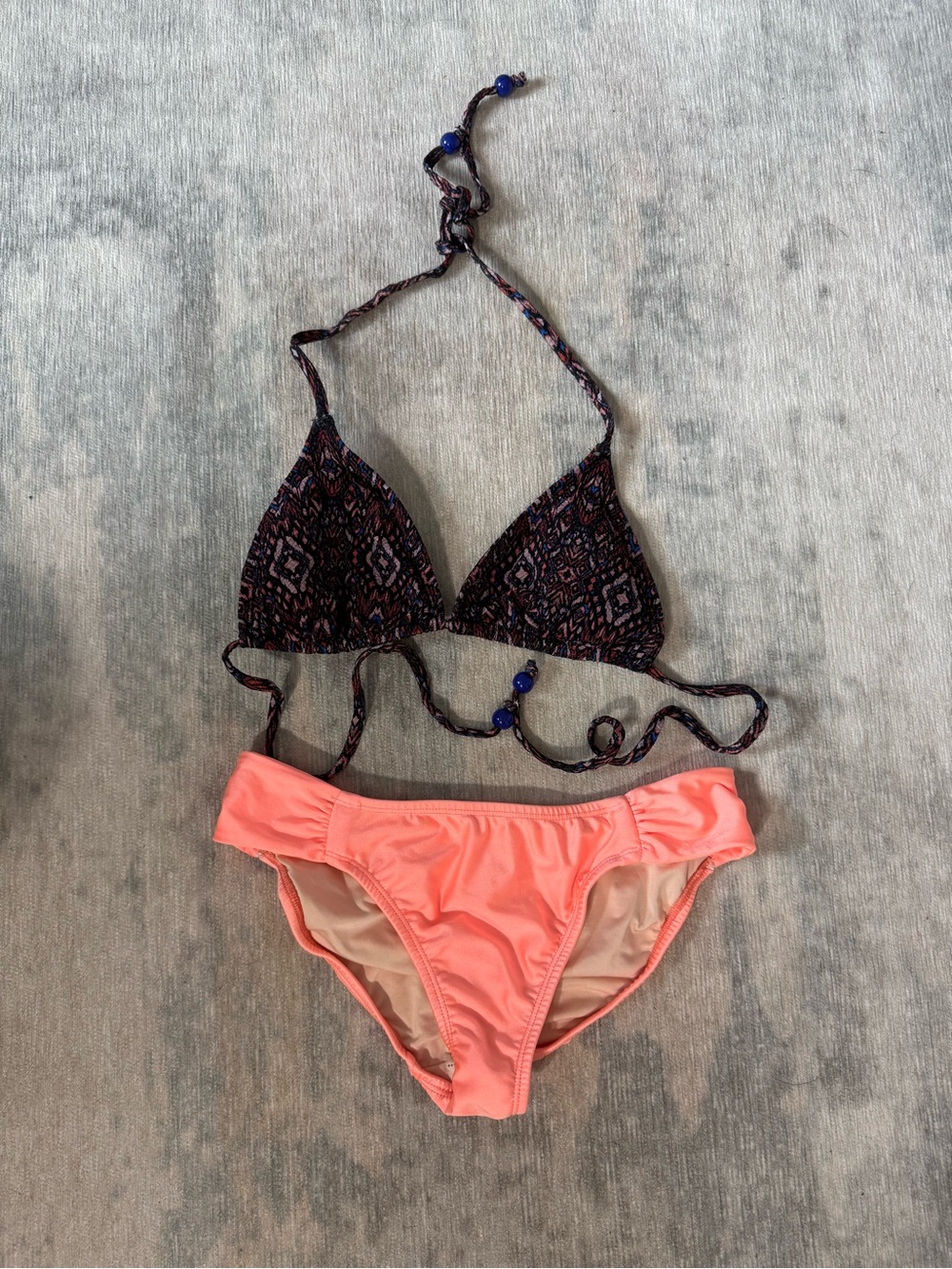 Shoshanna Pattern & Coral Pink Two-Piece Bikini Sz S